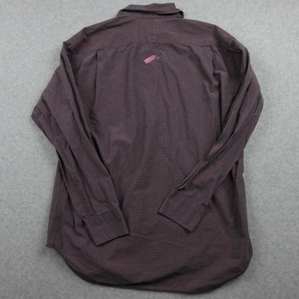 Banana Republic Shirt Mens Medium Pocket Button Up‎ Purple Plaid Long Sleeve